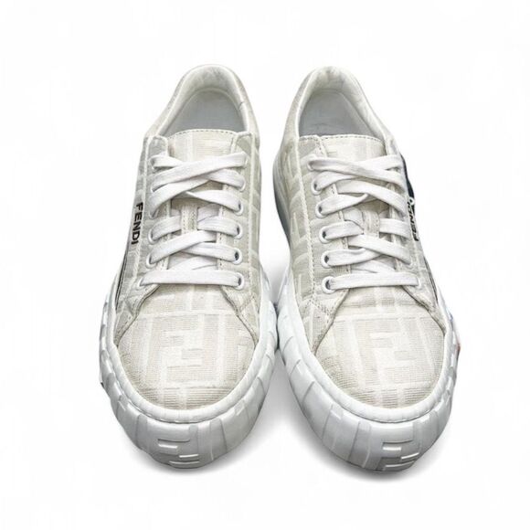 FENDI Off White Monogram FF Zucca Logo Low Top Sneakers Size EU36.5 - Picture 7 of 12